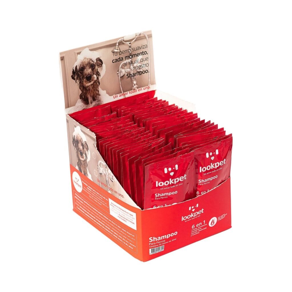 Shampoo para Perros de Todas las Razas 6 en 1 con Quinoa · Caja × 50 sachets de 30 mL · Lookpet