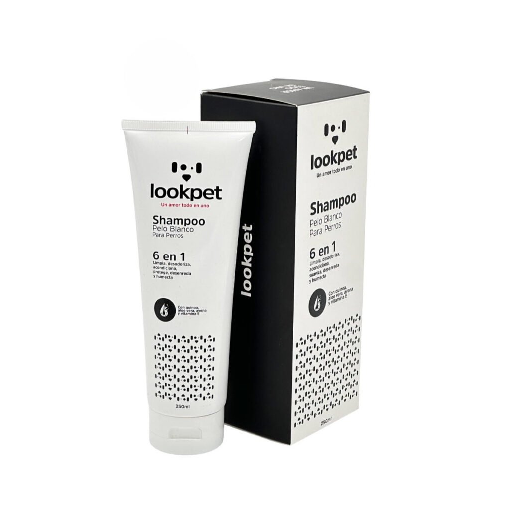 Shampoo para Perros de Pelo Blanco 6 en 1 con Quinoa · 250 mL · Lookpet