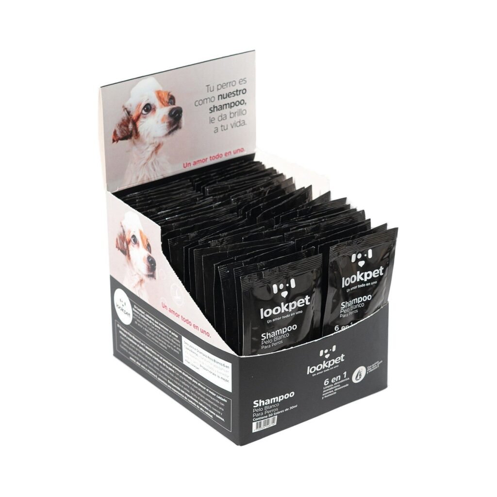 Shampoo para Perros de Pelo Blanco 6 en 1 con Quinoa · Caja × 50 sachets de 30 mL · Lookpet