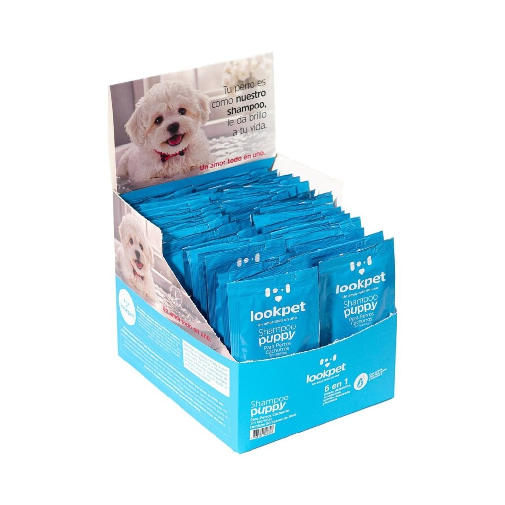 Shampoo Puppy para Cachorros 6 en 1 con Quinoa · Caja × 50 sachets de 30 mL · Lookpet
